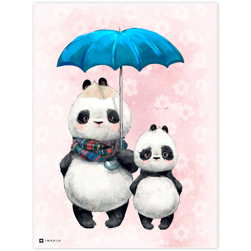 van panda een blauwe paraplu | INSPIO