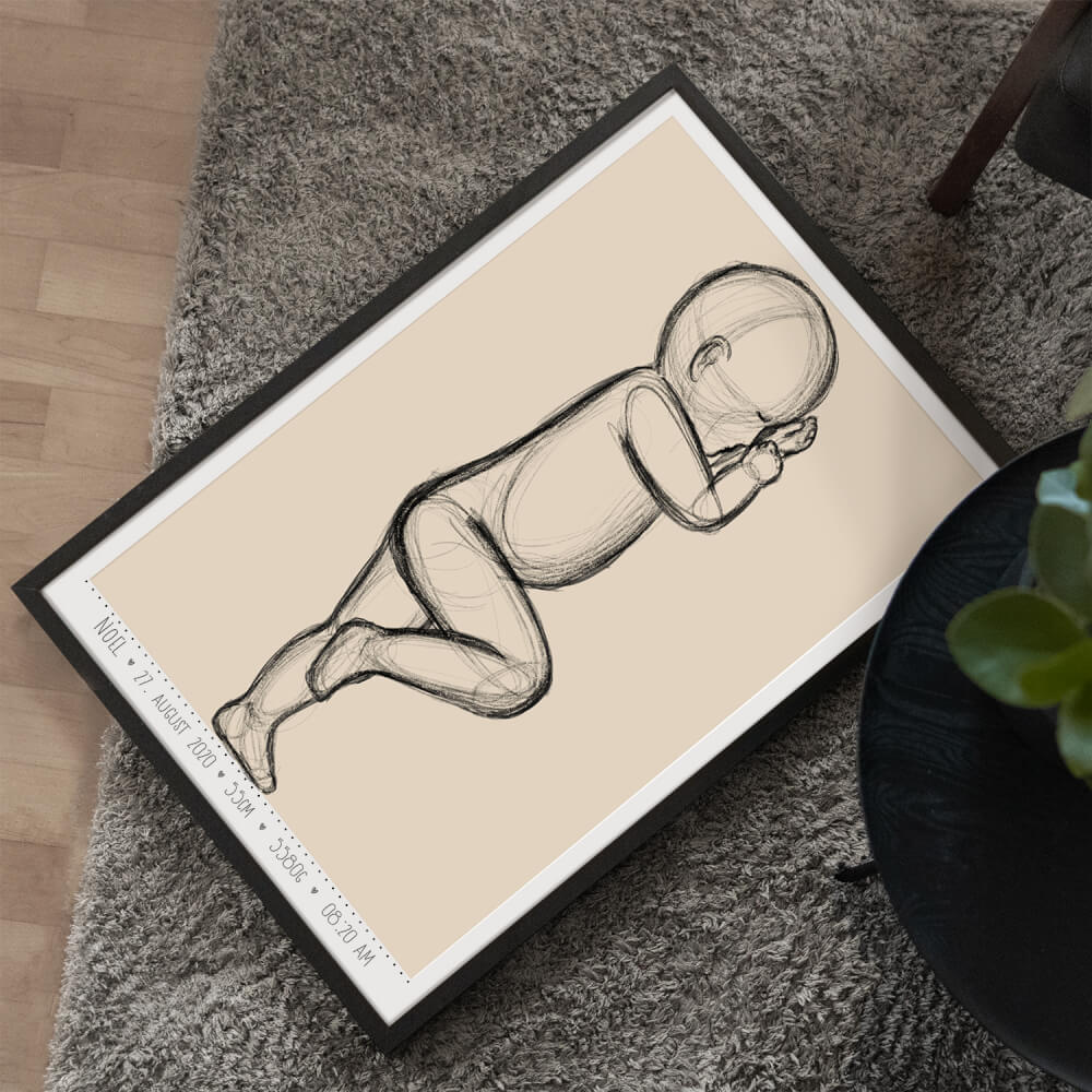 Foto op ware grootte voor de geboorte van de baby - 60x40cm