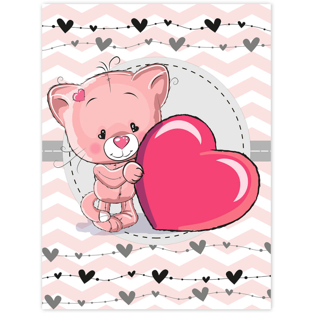 Onhandig kalf hop Verfraai uw kinderkamer. Een poster van een roze beer met hartje helpt  daarbij | INSPIO